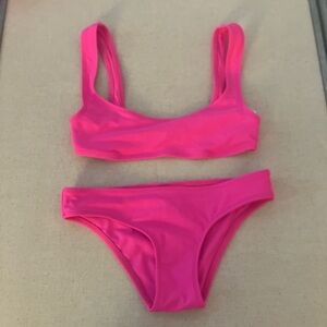 Solid & striped hot pink bikini, size XS. NWOT, with sanitary lining